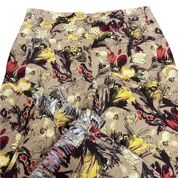 Gloria Vanderbilt Amanda High Rise Jean Brown Floral Size 14 *Altered Fringe* - Picture 4 of 15